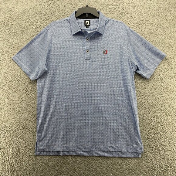 Footjoy FJ Swirl Print Polo Shirt Mens XL Blue Short Sleeve Golf Performance - Picture 1 of 12